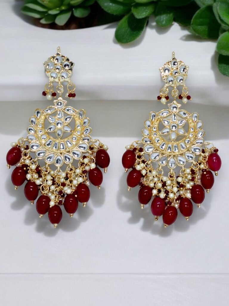 Aayat Pearl Earrings - Mehroon