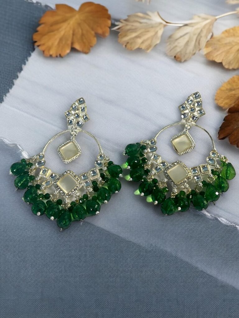 Sanvi Chandbali Earrings - Green