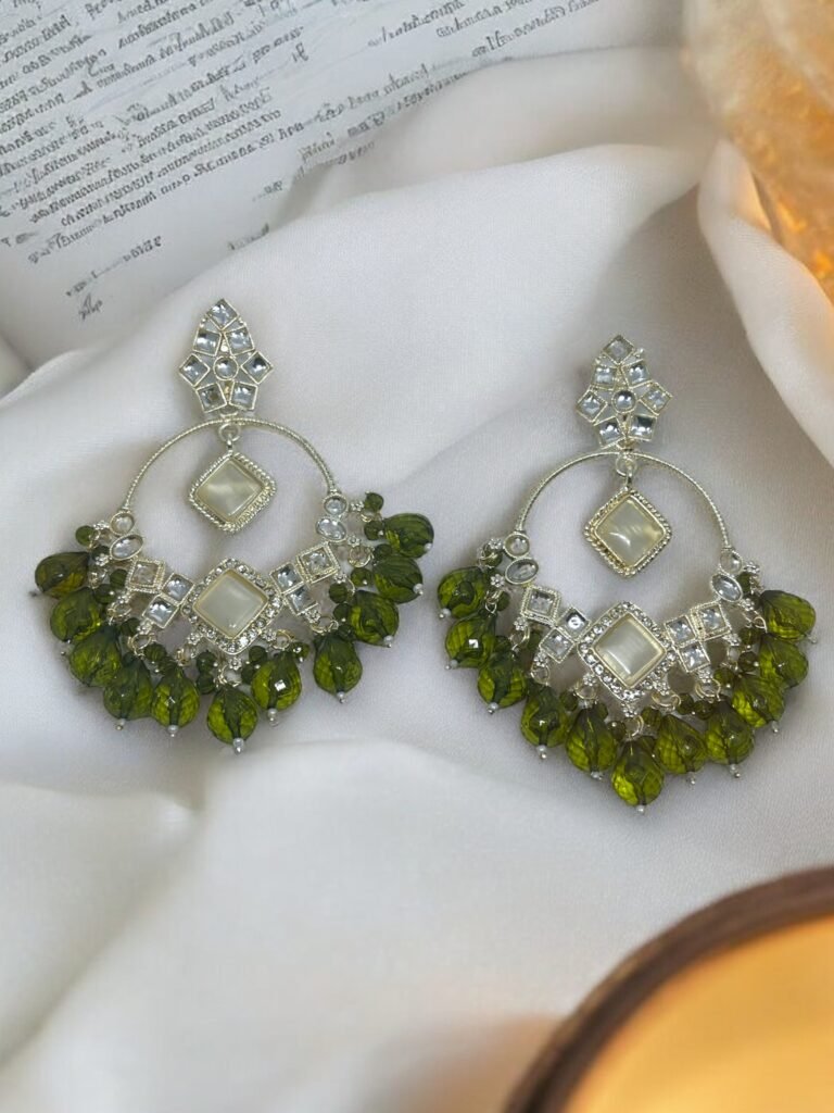 Sanvi Chandbali Earrings - Mehendi Green