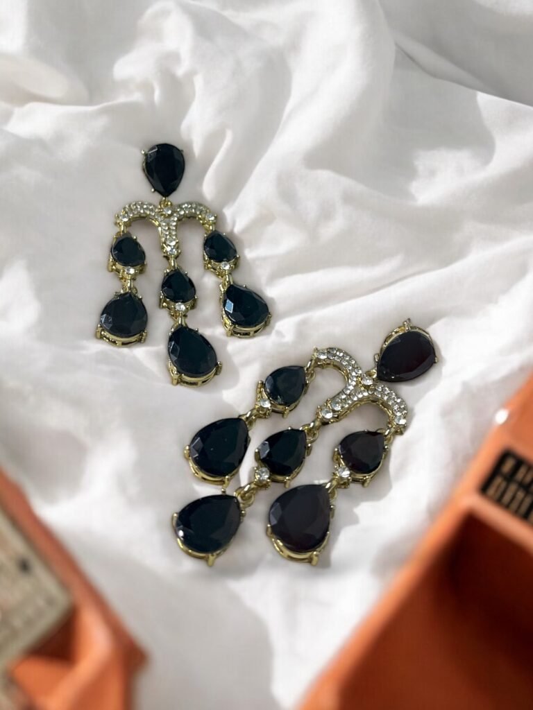 Trishika Stone Earrings - Black