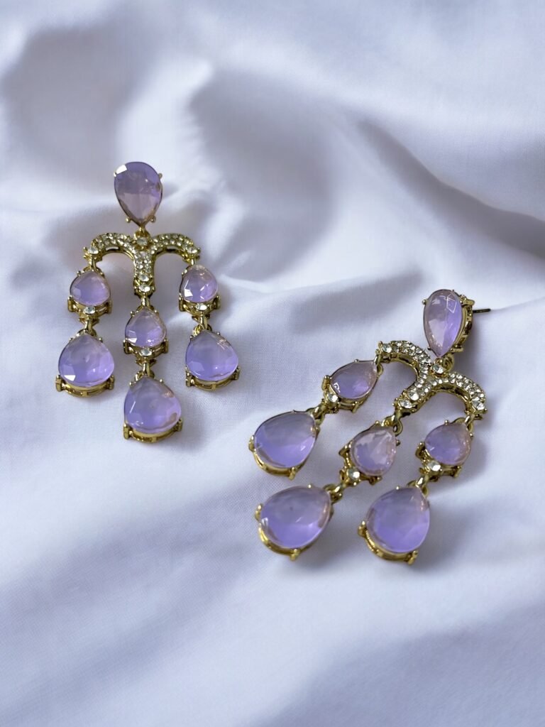 Trishika Stone Earrings - Lavendar