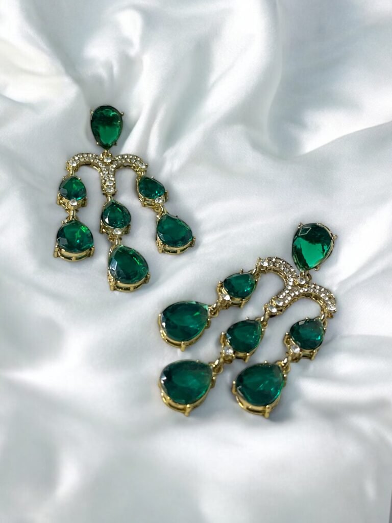 Trishika Stone Earrings- Green