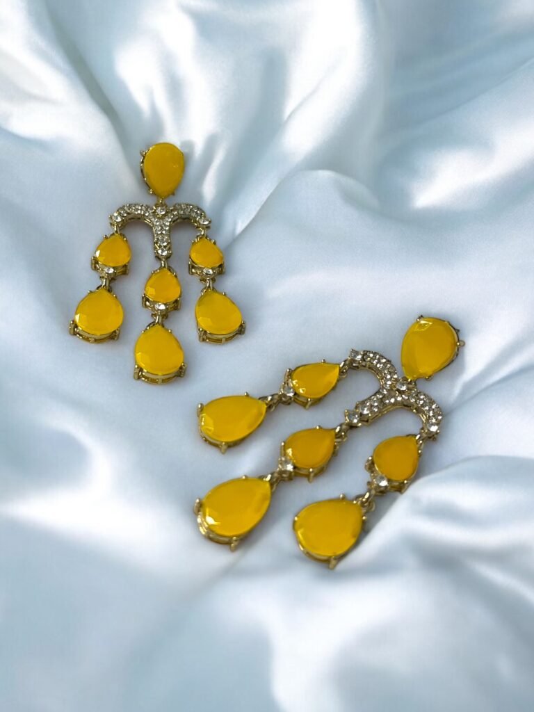 Trishika Stone Earrings – Yellow
