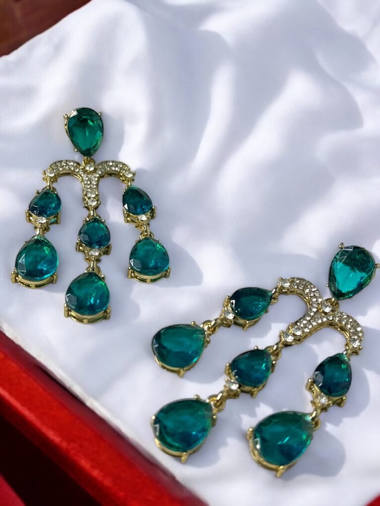 Trishika Stone Earrings - Teal