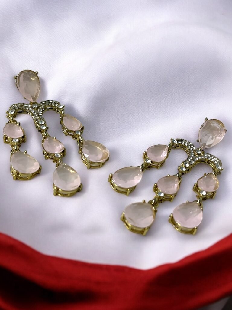 Trishika Stone Earrings - Baby Pink
