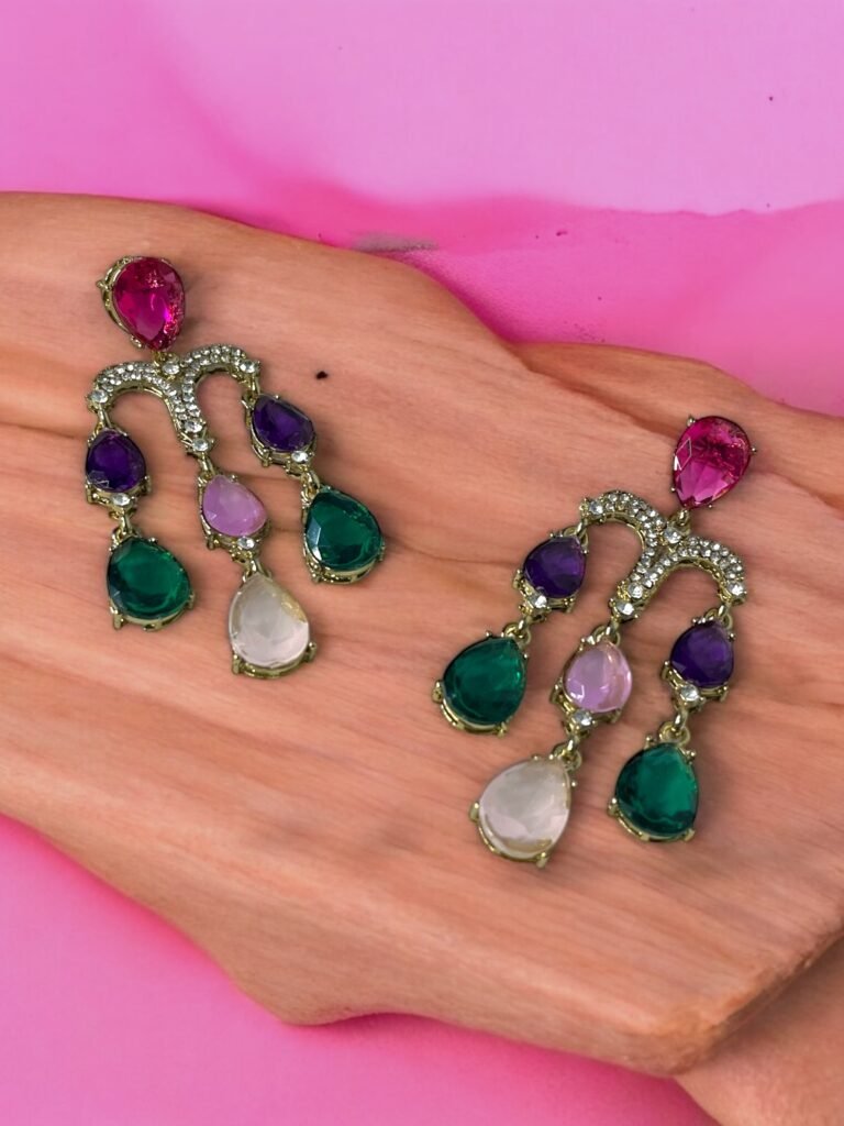 Trishika Stone Earrings- Multicolour
